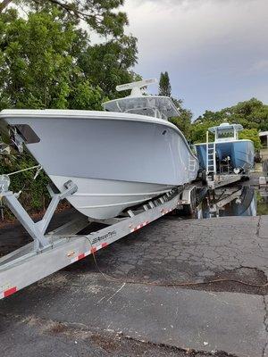 2020 Yellowfin 34 and 2021 37 Invincible Cat both in for a complete Optimus 360 retrofit.