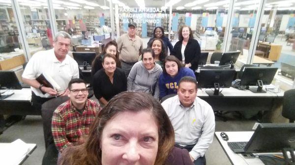 Melissa with students at Placentia Library