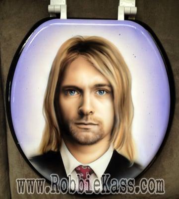 Kurt Cobain toilet seat airbrushed by Robbie Kass