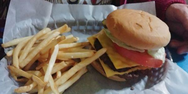 Double Cheeseburger with Fries (comes with chips, fries are $1.50 extra to sub)