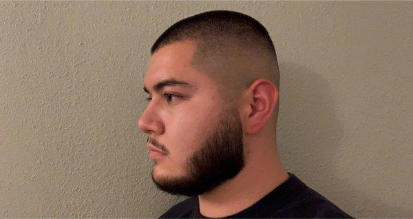 Buzz Cut with Beard line up and trim