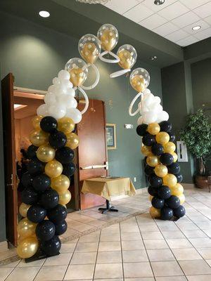 Glamorous Baby Shower Bottle Columns w/ Pacifier Arch