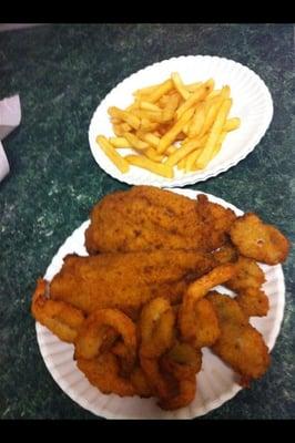 Hand Breaded Trout, Shrimp, Oysters and Thick cut French fries!