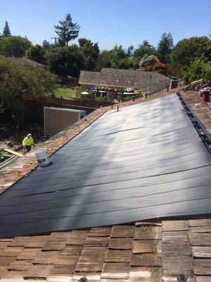 Pool Solar on Wood shingle roof