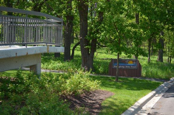 The Franklin Loebe Center ,west of the entrance, has an entrance to the to the John Humphrey Walking/Bike Paths