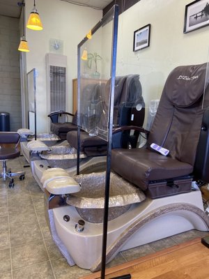 three pedicure stations