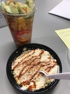 Elote and Fruit cup