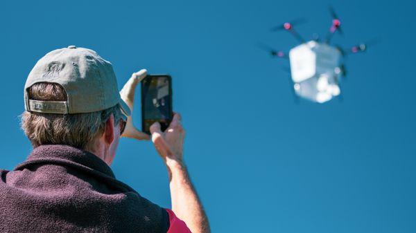 Real user scanning drone QR code. #droneadvertising