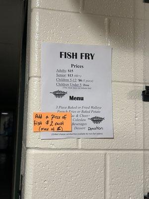 Fish fry prices, March 2024