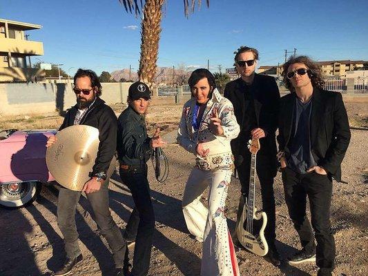 With hometown Las Vegas boys, The Killers, during shooting of a promotional video.