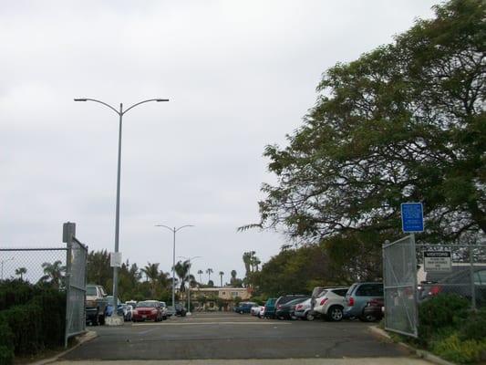 Large parking lot of Mission Bay High School.