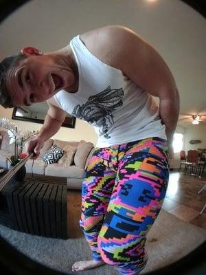 Chris in his Festival Trading Co. leggings and elephant festival tank top.