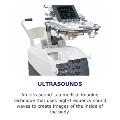 ULTRASOUNDS

An ultrasound is a medical imaging technique that uses high-frequency sound waves to create images of the inside of the body.