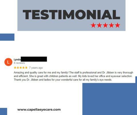 We love our patients!  Thank you for choosing Capella Eyecare!