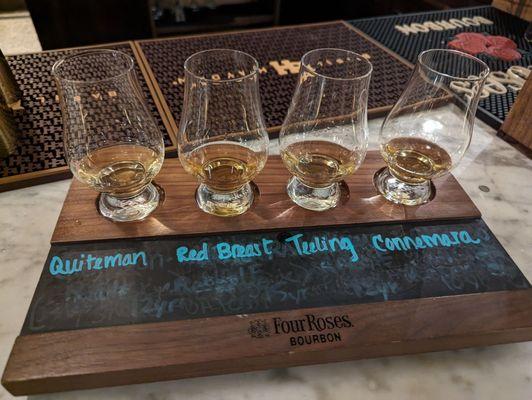 Whiskey flights are 20% off on Wednesdays