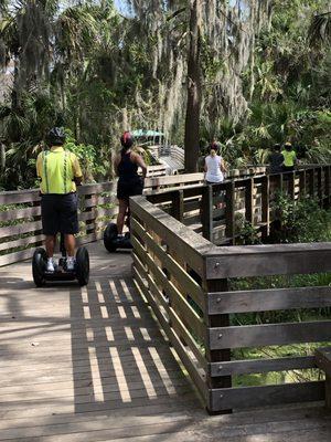 Segway on boardwalk.