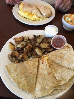 Breakfast Cuban + Breakfast Quesadilla w/ home fries