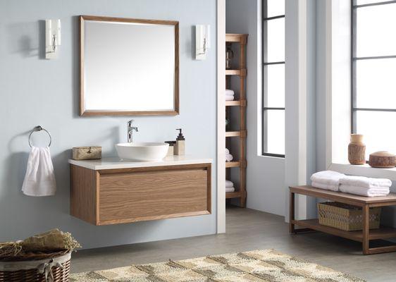 TS-7046-1 Vanity Set: Main cabinet+Table Top+Ceramic basin (40.2x22.1x16.6): $609.