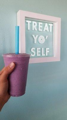 Banana blueberry smoothie is my favorite in hot weather.