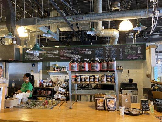 Store front. Menu. Inside the Galleria 7 Market.