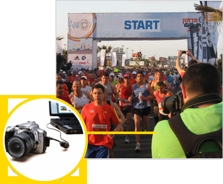 Race photography is done by your selected photographers "as usual". There's no need for any special equipment or timing syste...