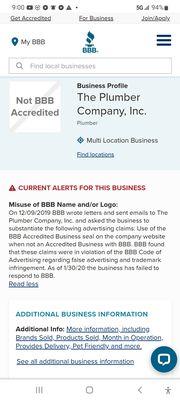 Company IS NOT Better Business Bureau accredited!