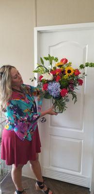 Ronda holding one of the larger pieces going out today