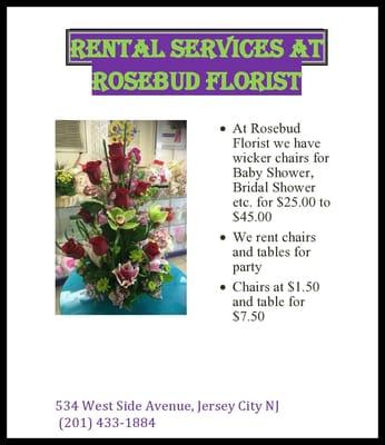 Rental Services at Rosebud Florist