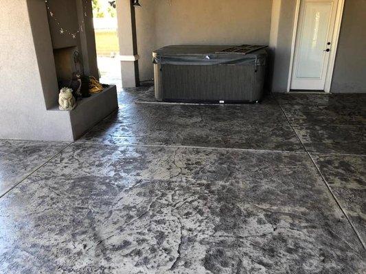 stamped concrete patio poured in Roseville ca