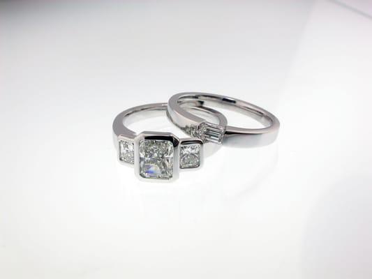 Radiant Cut Diamond Wedding Set