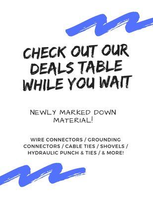 Stop by and check out our deal table!