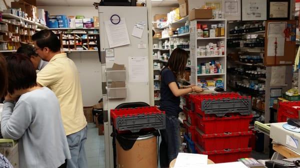 That's how big their pharmacy is, and my back against the wall taking this pic. About 5 or 6 staffers in there.