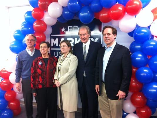 Grand opening with Ed Markey and Cambridge's state representatives Alice Wolf, Marjorie Decker, Jon  Hecht, and Dave Rogers.