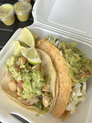 Regis Mexican Grill - street and hard shell pollo tacos with guac (YUM)