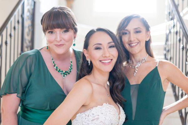 Hair and makeup for bride and bridesmaids