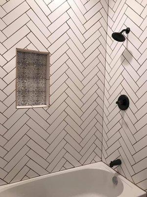 Bathroom remodel
Herringbone tile pattern