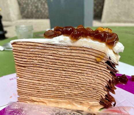 Brown sugar boba crepe cake