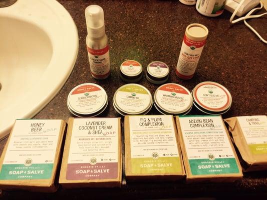 Soaps, salves, bug spray...just our current collection