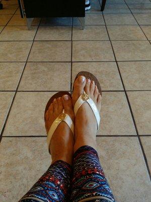 Hey Connie, Here is my beautiful pedi~ over three weeks later...AND STILL A PERFECT 10!