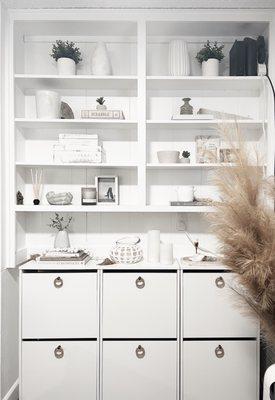 Built in shelves and added shoe cabinets