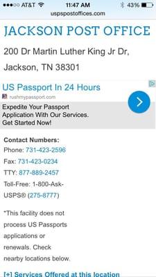 This says that you cannot process passport applications here. But you can. It's incorrect.