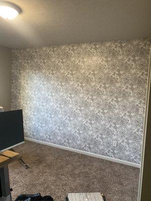 Installed adhesive wall paper