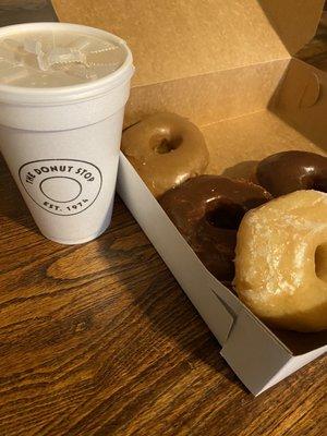 maple, chocolate, and glazed donuts