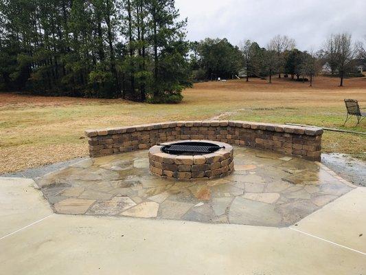 Hardscapes (Firepit, Flagstone, & Sitting Wall)