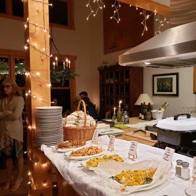 Wonderful selection of entrees we chose, with lovely little easel signage. It was a great event, and Deana helped make it that way!