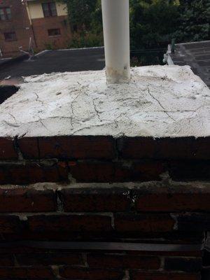 Closed off chimney but completely ignored the crumbling mortar on the sides. Cement is already cracking after 3 months.