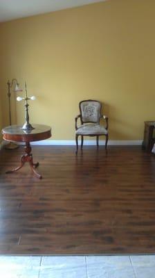 Hardwood floor and baseboards