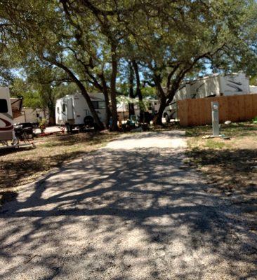 Example of shaded lot at Hunt's Crossing RV Ranch