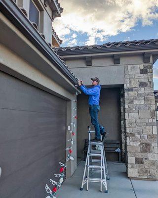 Installing Christmas lights