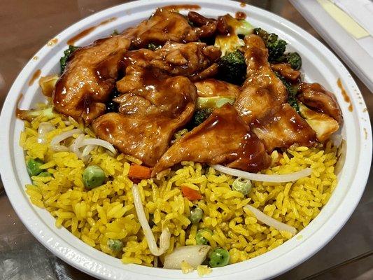 Chicken broccoli with fried rice